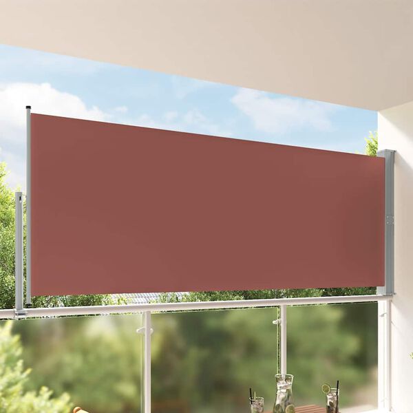 vidaXL Toldo lateral retr&aacute;ctil para patio marr&oacute;n 140x300 cm