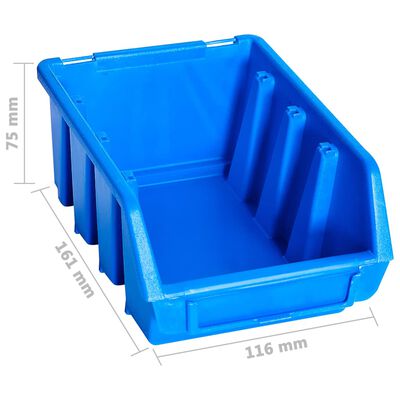 vidaXL Kit de cajas de almacenaje 96 piezas con paneles de pared azul