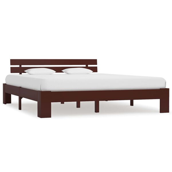 vidaXL Estructura cama sin colch&oacute;n madera pino marr&oacute;n oscuro 180x200 cm