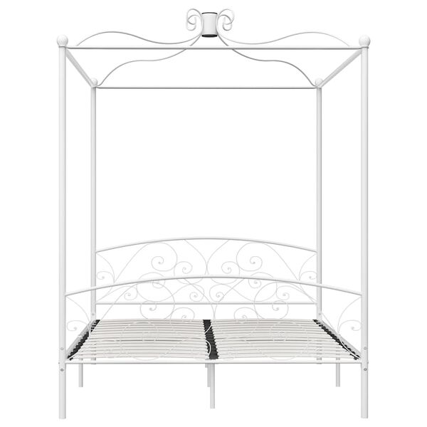 vidaXL Estructura de cama con dosel sin colch&oacute;n metal blanco 180x200cm