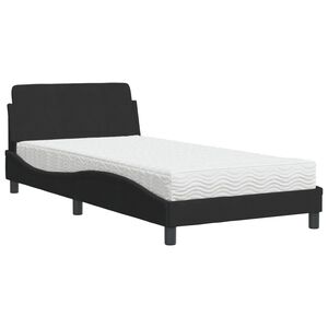 vidaXL Cama con colch&oacute;n Dover terciopelo negro 100x200 cm