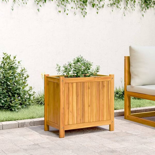 vidaXL Jardinera con forro madera maciza de acacia 54x31x50 cm