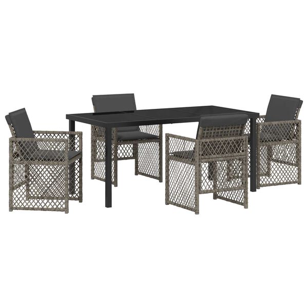 vidaXL Conjunto de Comedor de Jard&iacute;n 5 pcs Gris rat&aacute;n sint&eacute;tico