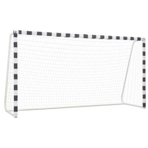vidaXL Porter&iacute;a de f&uacute;tbol metal blanco y negro 300x160x90 cm