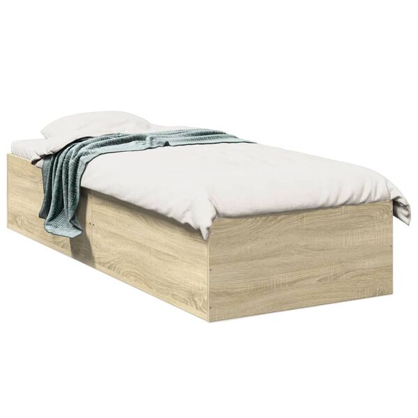 vidaXL Estructura de cama madera de ingenier&iacute;a roble Sonoma 90x190 cm