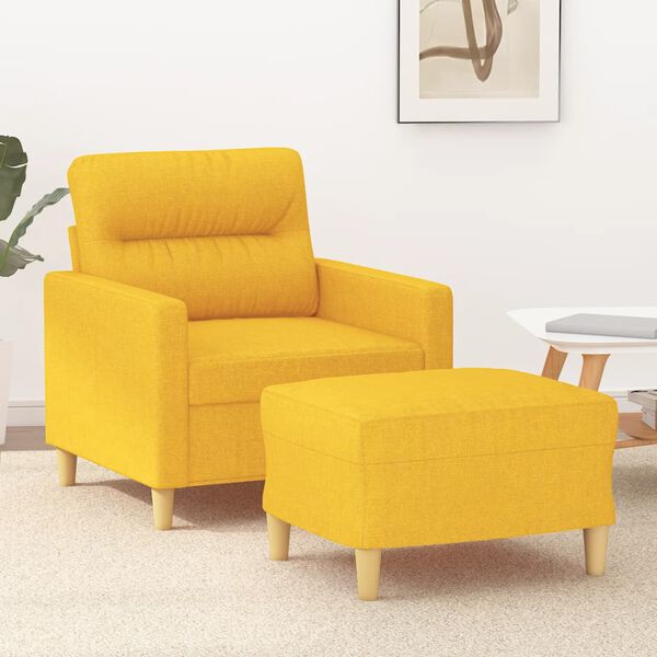 vidaXL Sill&oacute;n con taburete tela amarillo claro 60 cm