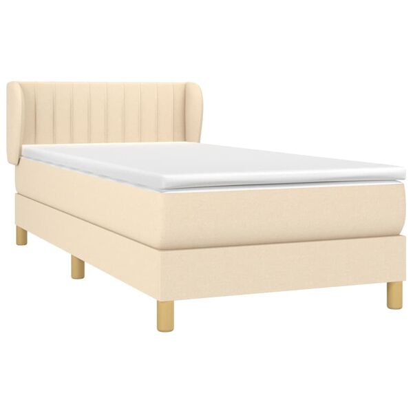 vidaXL Cama box spring con colch&oacute;n tela color crema 90x200 cm