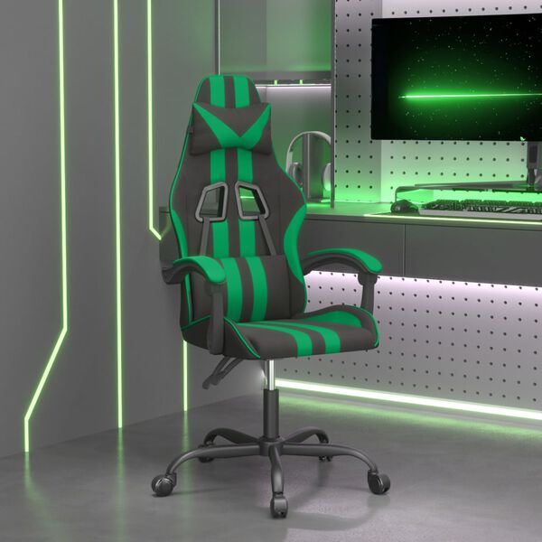 vidaXL Silla gaming cuero sint&eacute;tico negro y verde