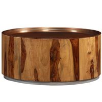 vidaXL Mesa de centro de madera maciza de sheesham y acero 68 cm