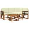 vidaXL Conjunto de sof&aacute;s de exterior con coj&iacute;n 5 pcs Natural y Crema