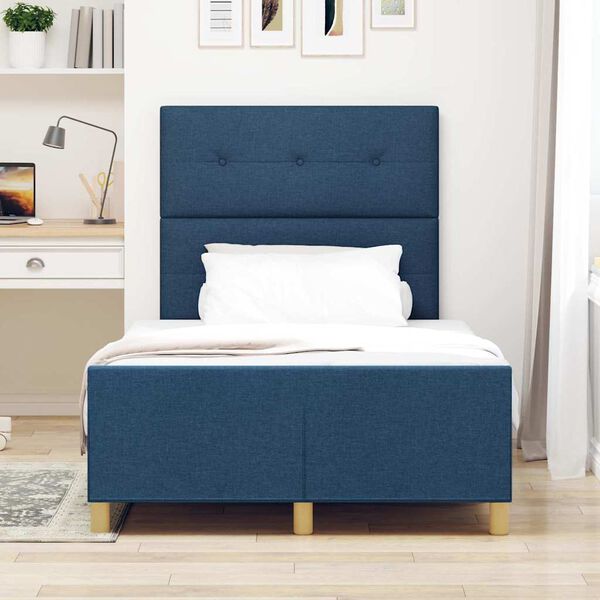 vidaXL Estructura de cama con cabecera Azul 120 x 190 cm tela