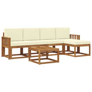 vidaXL Conjunto de sof&aacute;s de exterior con coj&iacute;n 6 pcs Natural y Crema