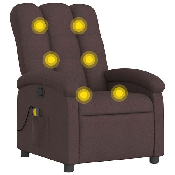 vidaXL Sill&oacute;n de masaje reclinable de tela marr&oacute;n oscuro