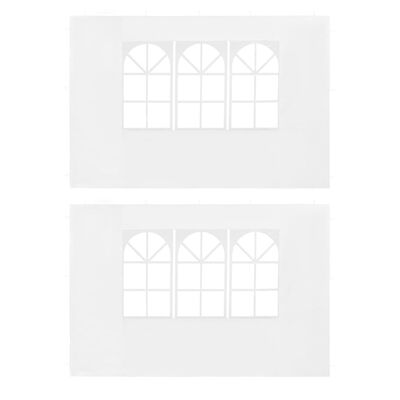 vidaXL Paredes laterales de carpa de fiesta con ventana 2uds PE blanco