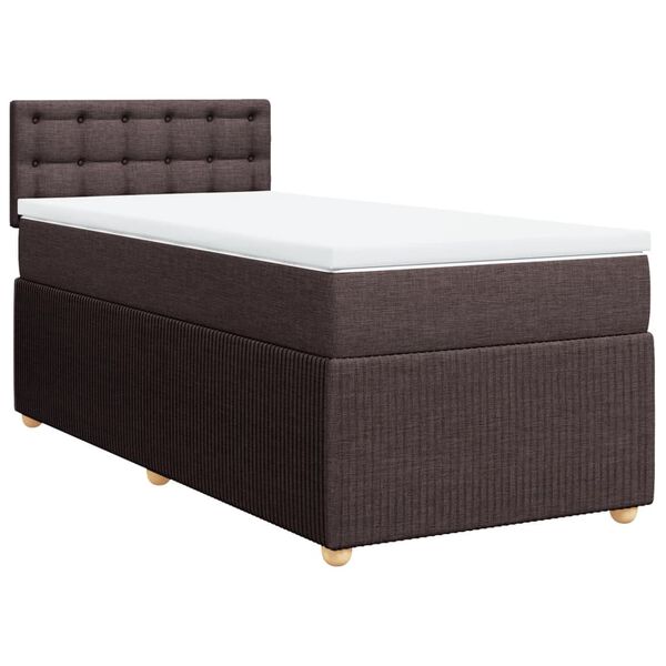 vidaXL Cama box spring con colch&oacute;n tela marr&oacute;n oscuro 80x200 cm