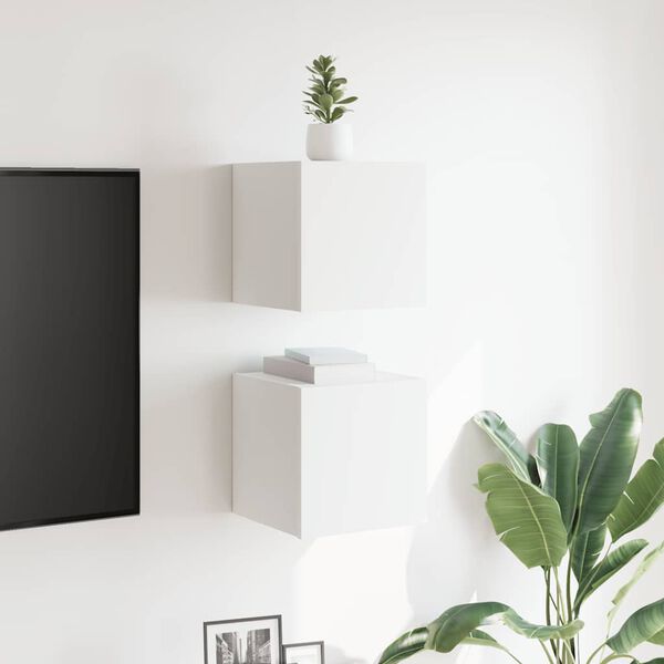 vidaXL Muebles de pared para TV 2 uds blanco 30,5x30x30 cm