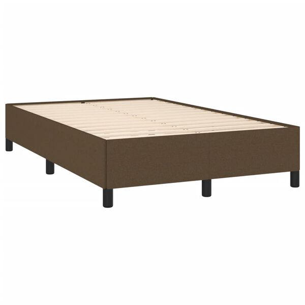 vidaXL Cama box spring con colch&oacute;n tela marr&oacute;n oscuro 120x190 cm