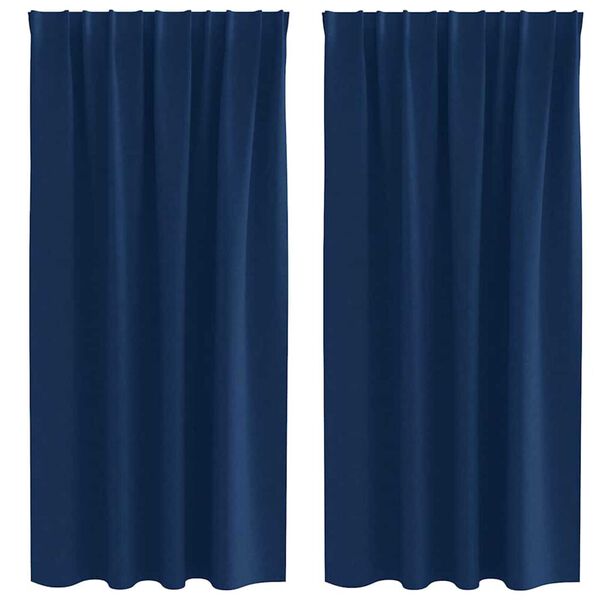 vidaXL Cortinas Opacas con Anillas 2 pcs Azul Oscuro 175 x 140 cm