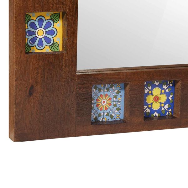 vidaXL Espejo de ba&ntilde;o Nogal 50 x 70 x 2,5 cm Madera de mango maciza