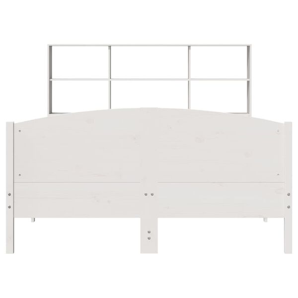 vidaXL Cama con estanter&iacute;a sin colch&oacute;n madera maciza blanca 160x200 cm