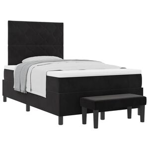 vidaXL Cama tipo Box Spring con colch&oacute;n Negro 120 x 190 cm Terciopelo