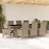 vidaXL Set comedor de jard&iacute;n 9 pzas con cojines rat&aacute;n sint&eacute;tico beige