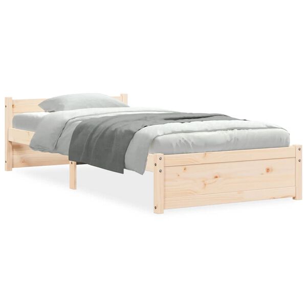 vidaXL Estructura cama individual sin colch&oacute;n madera maciza 75x190 cm