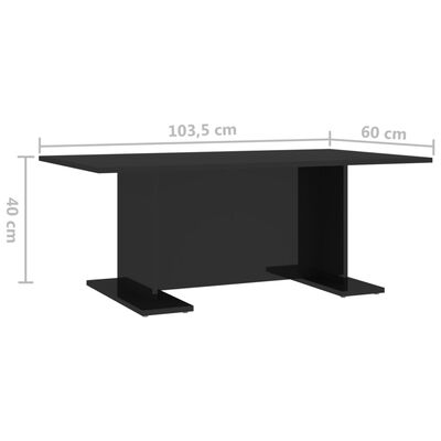 vidaXL Mesa de centro madera contrachapada negro brillo 103,5x60x40 cm