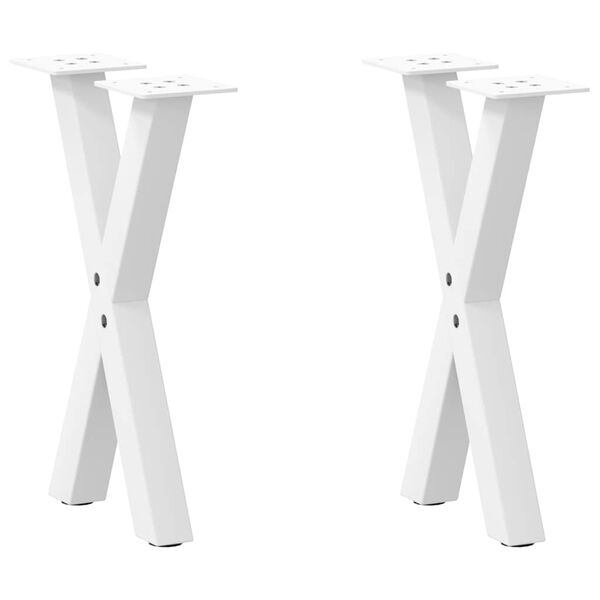 vidaXL Patas para mesa de centro en forma de X (2 unidades), color blanco, 28 x (42-43) cm, acero