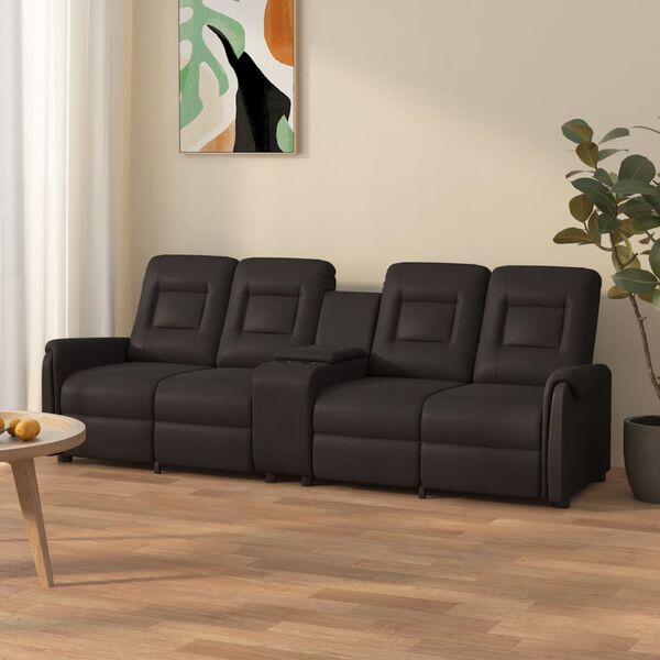 vidaXL Sill&oacute;n de masaje reclinable 4 plazas con portavasos negro