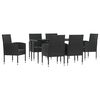 vidaXL Juego de comedor de jard&iacute;n 7 pzas rat&aacute;n sint&eacute;tico y acero negro