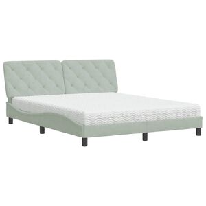 vidaXL Cama con colch&oacute;n terciopelo gris claro 160x200 cm