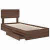 vidaXL Cama con almacenamiento con cabecera Roble Marrón 75 x 190 cm