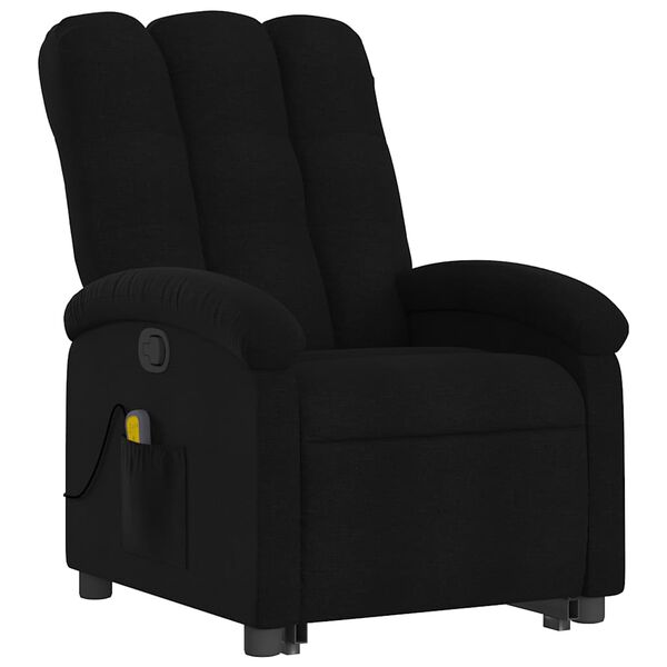 vidaXL Sill&oacute;n reclinable de masaje elevable tela negro