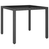 vidaXL Muebles de jard&iacute;n 3 pzas rat&aacute;n sint&eacute;tico vidrio templado negro