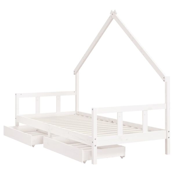 vidaXL Estructura cama ni&ntilde;os con cajones madera pino blanco 90x200 cm
