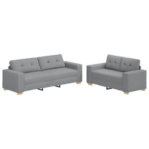 vidaXL Juego de sof&aacute; de 2 piezas con cojines, tela gris claro