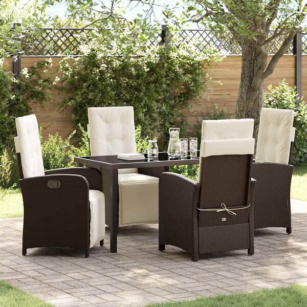 vidaXL Conjunto de Comedor de Jard&iacute;n 5 pcs Marr&oacute;n rat&aacute;n sint&eacute;tico