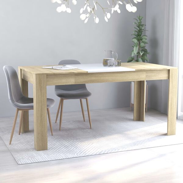 vidaXL Mesa de comedor madera de ingenier&iacute;a blanco/roble 160x80x76 cm