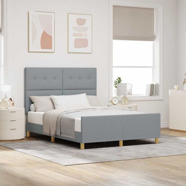 vidaXL Estructura de cama con cabecera Gris claro 140 x 200 cm tela