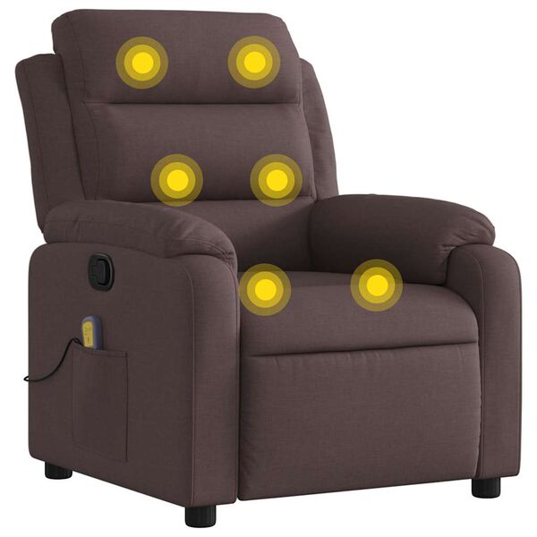 vidaXL Sill&oacute;n de masaje reclinable de tela marr&oacute;n oscuro