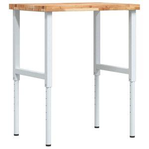 vidaXL Banco de trabajo rectangular madera maciza 80x60x(73-99,5) cm