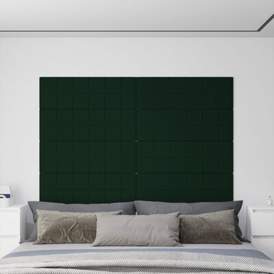 vidaXL Paneles de pared 12 uds terciopelo verde oscuro 90x30cm 3,24 m²