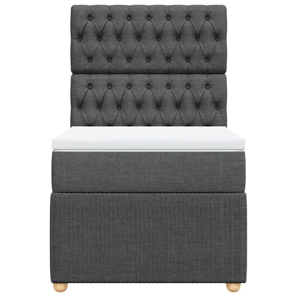 vidaXL Cama box spring con colch&oacute;n tela gris oscuro 90x200 cm