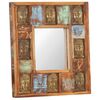 vidaXL Espejo con enchapado de Buda madera maciza reciclada 50x50 cm