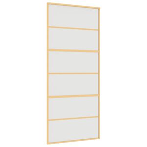 vidaXL Puerta corredera dorada vidrio ESG esmerilado aluminio 90x205cm