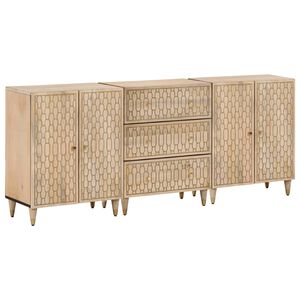 vidaXL Aparador 3 piezas madera maciza de mango 60x33x75 cm