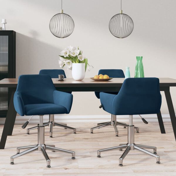 vidaXL Sillas de comedor giratorias 4 unidades terciopelo azul