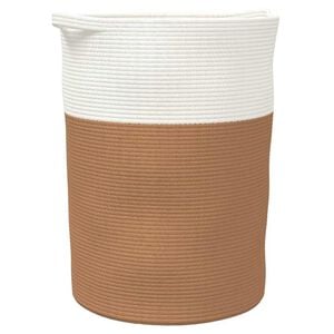 vidaXL Cesta de almacenaje algod&oacute;n marr&oacute;n y blanco &Oslash;49x65 cm