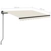 vidaXL Toldo autom&aacute;tico retr&aacute;ctil con postes color crema 3,5x2,5 m